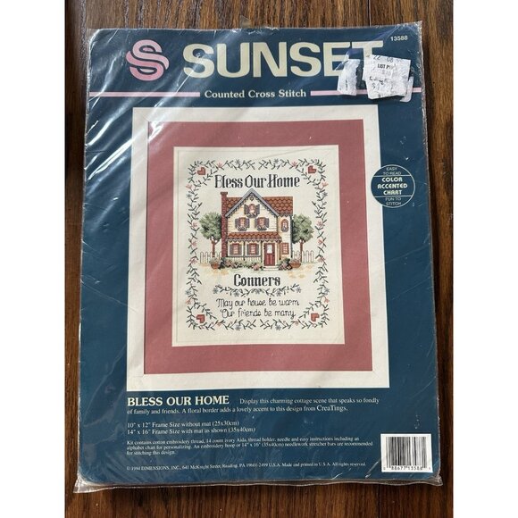 New Sunset Dimensions Bless Our Home Counted Cross Stitch Sampler Kit 13588 - Picture 1 of 2